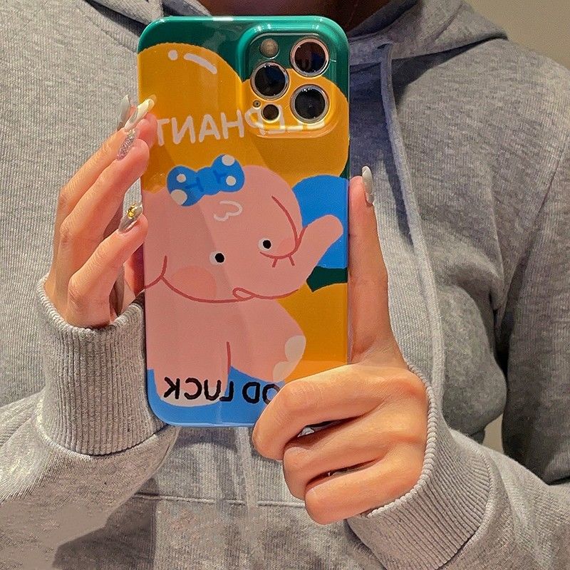 Ốp Điện Thoại Cứng Siêu Mỏng Họa Tiết Chú Voi Dễ Thương Dành Cho Iphone 13 EEYZ 14 Pro 78p 11 max