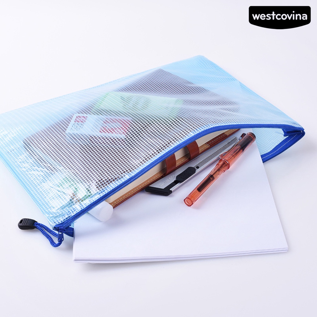 [COD]♪Set 5 Túi Đựng Tài Liệu Bằng PVC Chống Nước Đa Năng Có Khóa Kéo