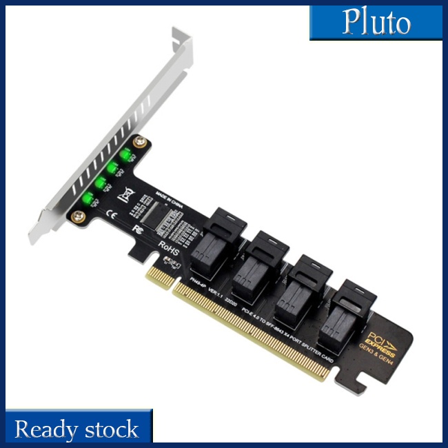 Thẻ Mở Rộng Pcie X16 Sang 4 Cổng U.2 Nvme Sff-8643 Sff-8639 Pci-e 4.0 T3eb Có Đèn Led