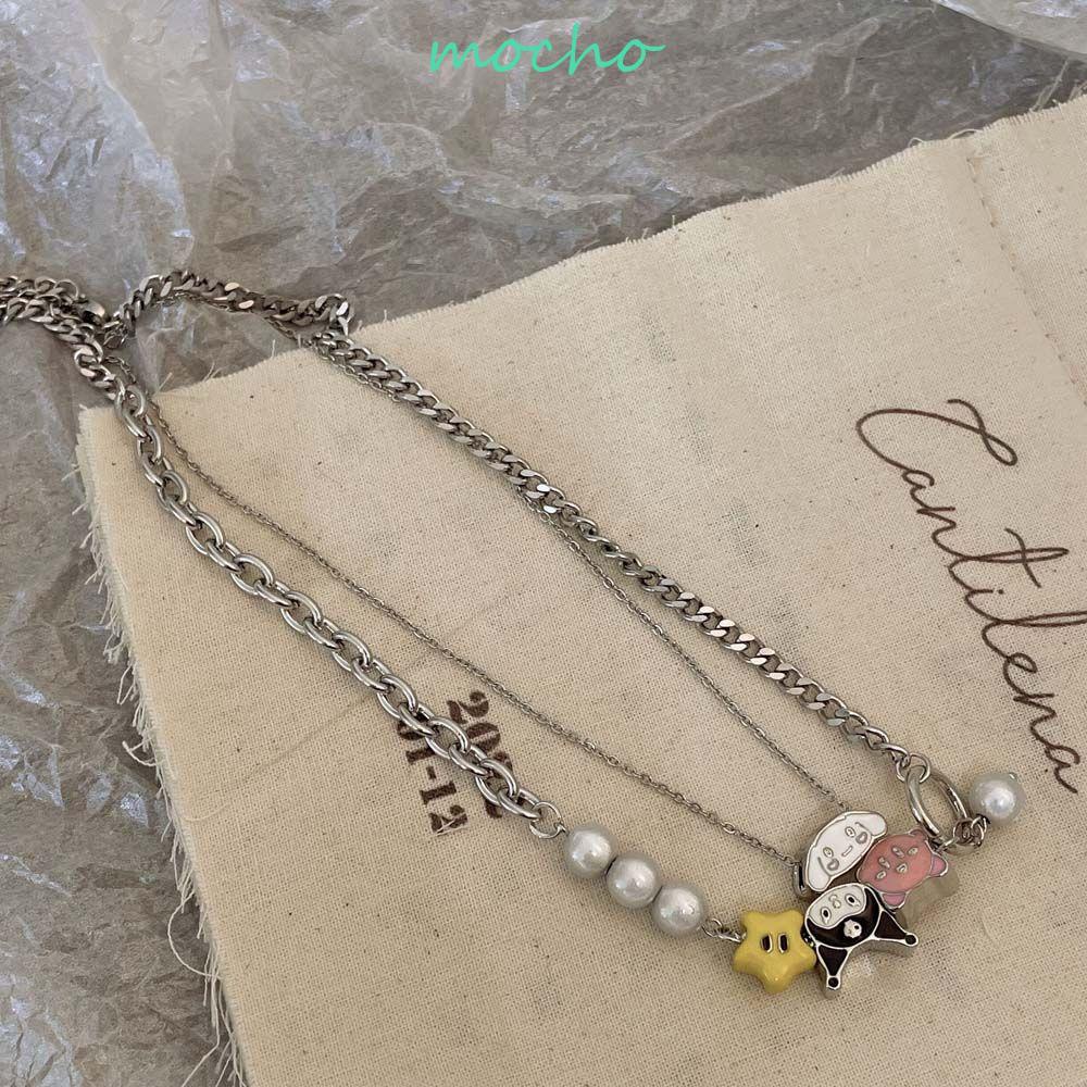 Vòng cổ Choker Nhiều Lớp Phối Tua Rua Họa Tiết Hoạt Hình Phản Quang Phong Cách Nhật Bản Cho Nữ
