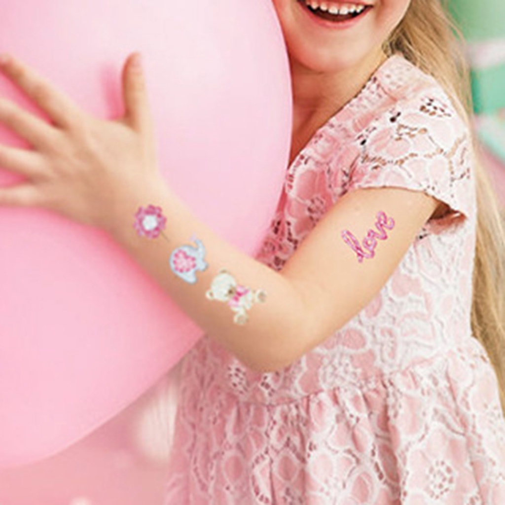 Bộ 10 Miếng Dán Hình Xăm Nhiều Màu Sắc Lấp Lánh Chống Thấm Nước Tự Dính Trang Trí Ngày Valentine Thời Trang