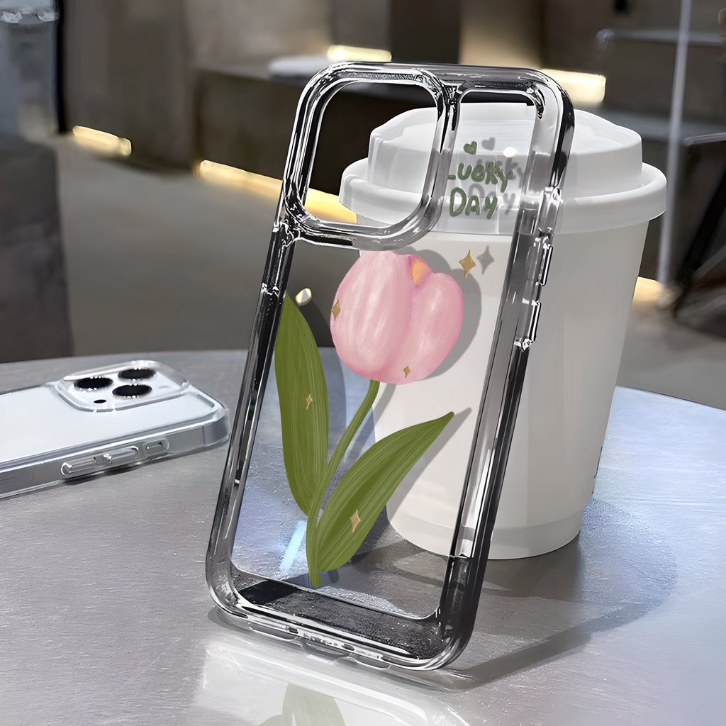 ốp lưng Trong Suốt In hoa tulip Cho iPhone 14 XR 13 11 12 Pro Max 8 7 6 6S Plus X Xs Max Se 2020 13 12 11 Ốp Điện Thoại Case