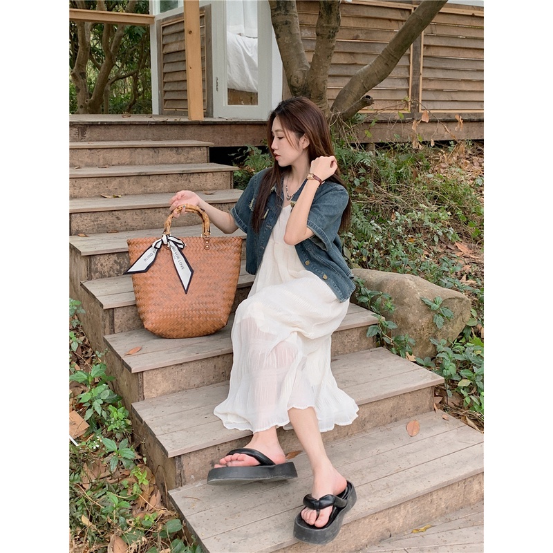 Đầm Hai Dây Mỏng Dáng Rộng Thời Trang Mùa Hè Xinh Xắn Cho Nữ
