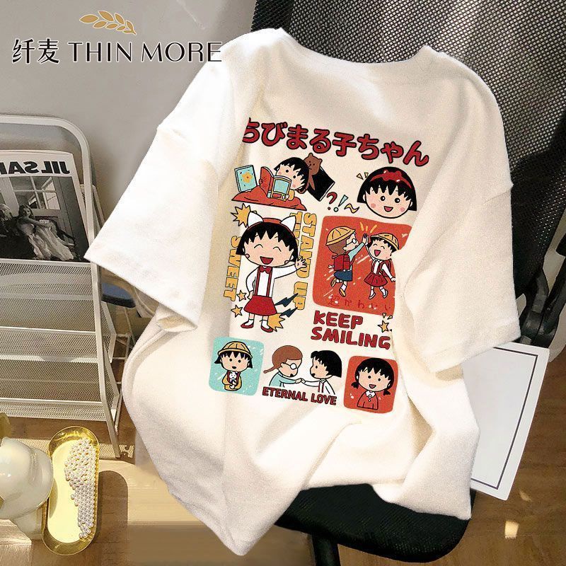 Mới Áo Thun Nữ Ngắn Tay In Hình Maruko Dễ Thương Phong Cách Nhật Bản
