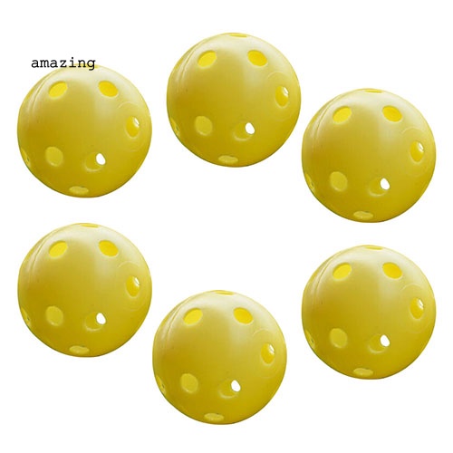 Set 6 Quả Bóng Golf Cao Su Đàn Hồi Có Lỗ Dành Cho Người Mới Tập Chơi Trong Nhà