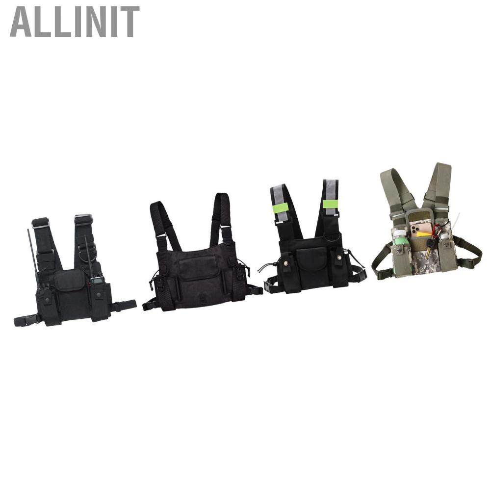 Allinit Walkie Talkie Chest Pocket  Side Buckle Durable Large Capacity Wear Resistant Adjustable Length Widen Shoulder Straps Rig Bag for Outdoor