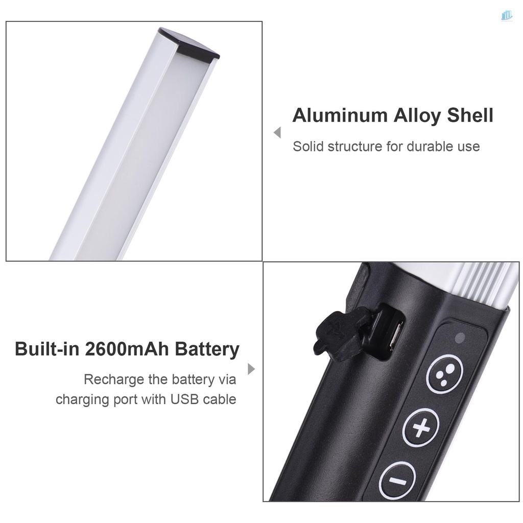 ANDOER Đèn LED Video Cầm Tay 10W 9 Màu CRI95 + 3200K-5600K 0-100% 7 Hiệu Ứng Ánh Sáng 1 / 4-inch Kèm Điều Khiển Từ Xa