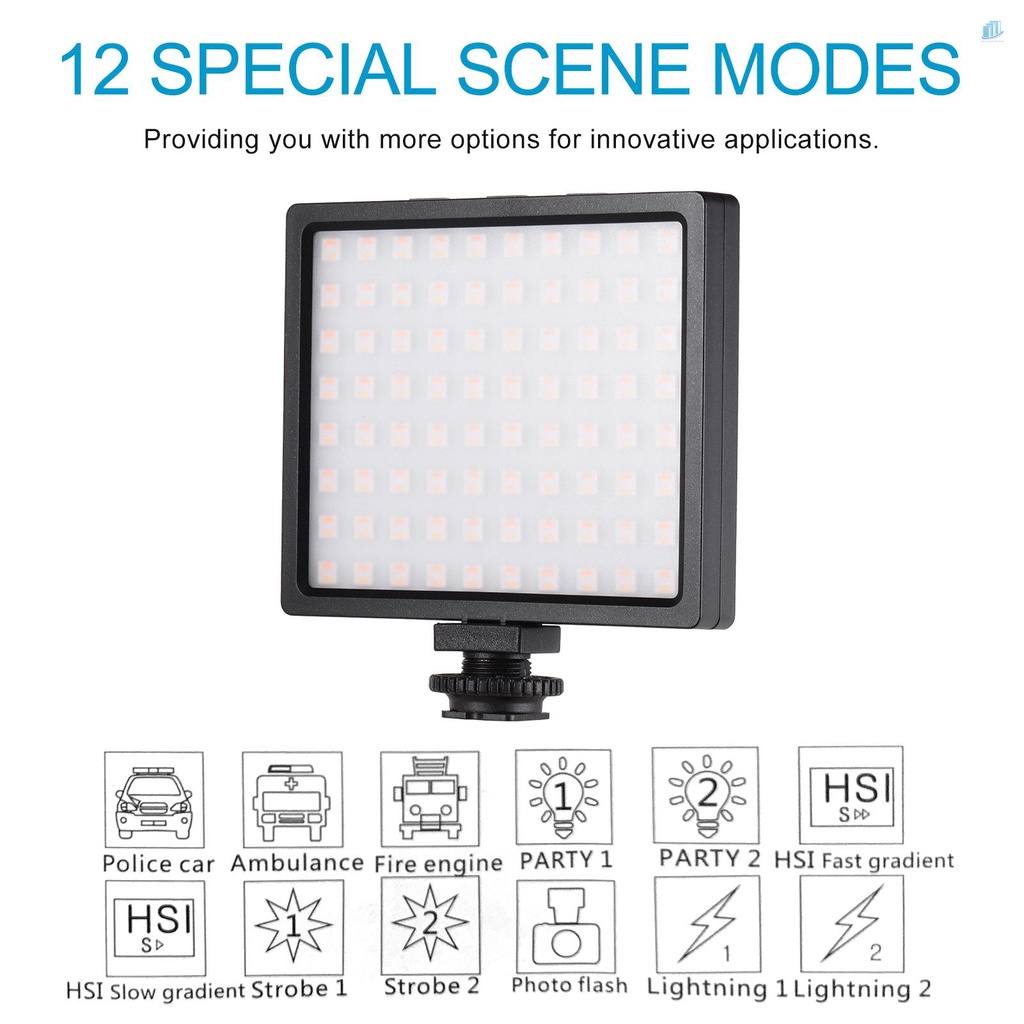 Bộ Đèn LED Mini Màu RGB 80 Bóng 9 Chế Độ Sáng 12 Mức Độ Sáng 3200~5600K Có Thể Sạc Lại Dành Cho Điện Thoại smartwatchinone Liyadinone