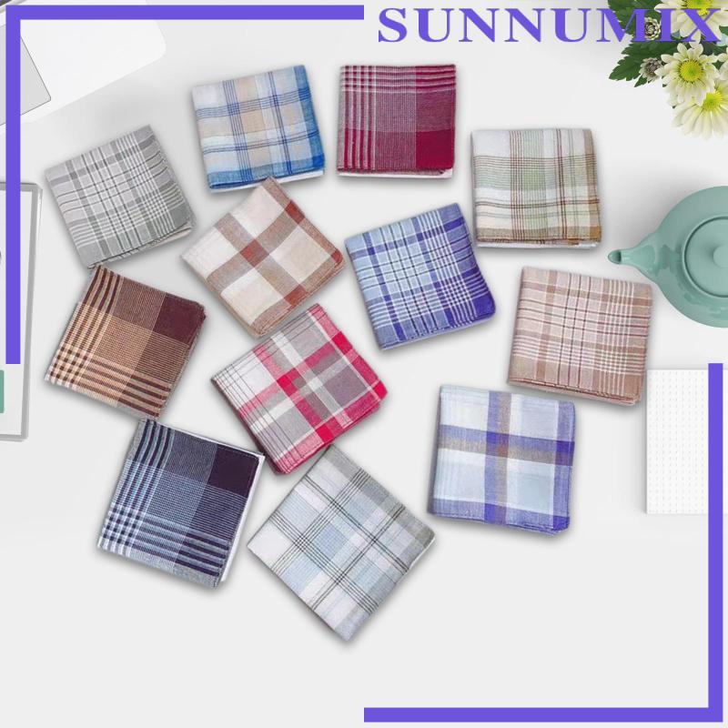 Khăn Tay Cotton x Họa Tiết Sọc Caro Thanh Lịch Cho Nam