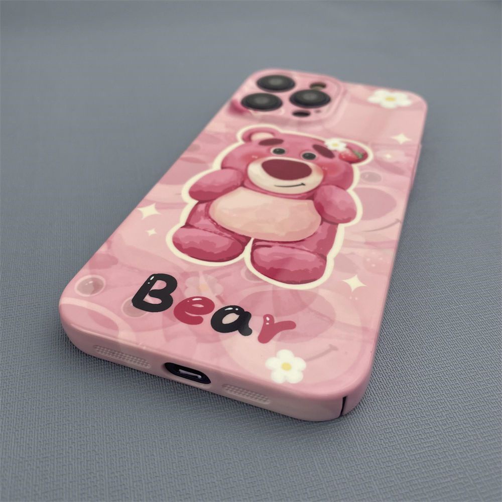 Ốp Điện Thoại Họa Tiết Chú Gấu Và Dâu Tây Dễ Thương Cho Iphone1314pro11 8 xsmax plus12