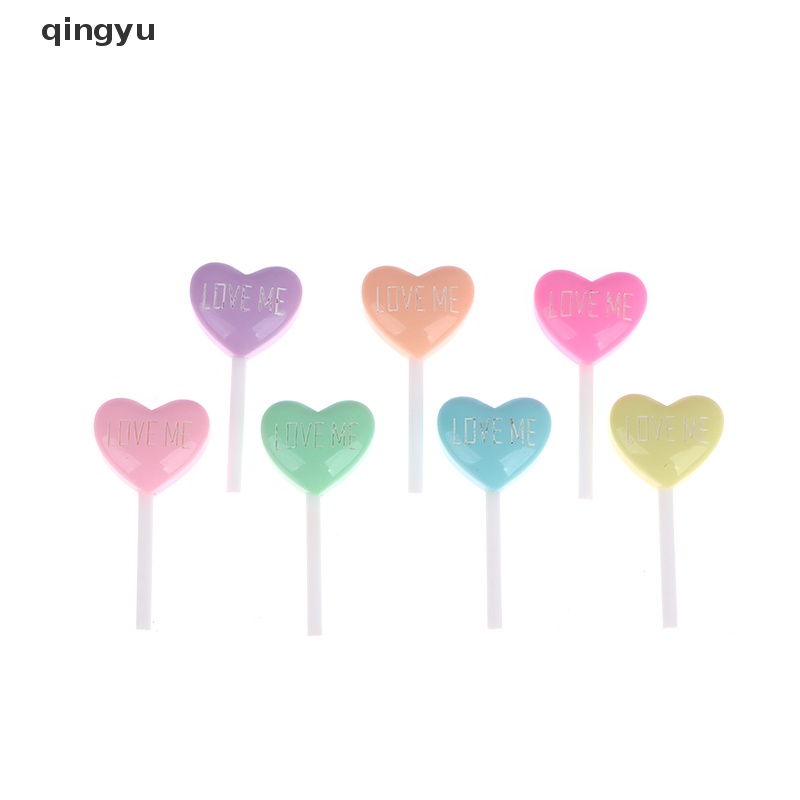 Set 10 Kẹo Mút Trái Tim Giả Resin Trang Trí Ốp Điện Thoại DIY