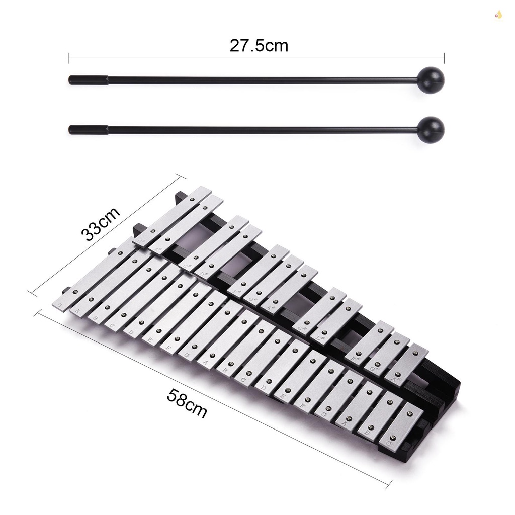 Bộ Nhạc Cụ Glockenspiel Xylophone 30 Note Khung Nhôm Gấp Gọn Được Kèm Túi Đựng