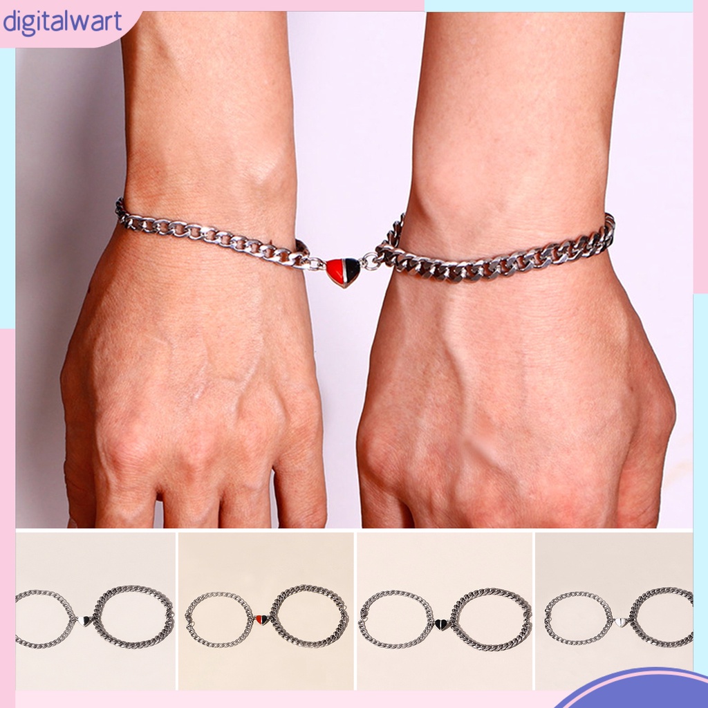 1 Cặp Vòng Tay Mạ Điện Mặt Hình Trái Tim / Thánh Giá Chống Gỉ Thời Trang Unisex