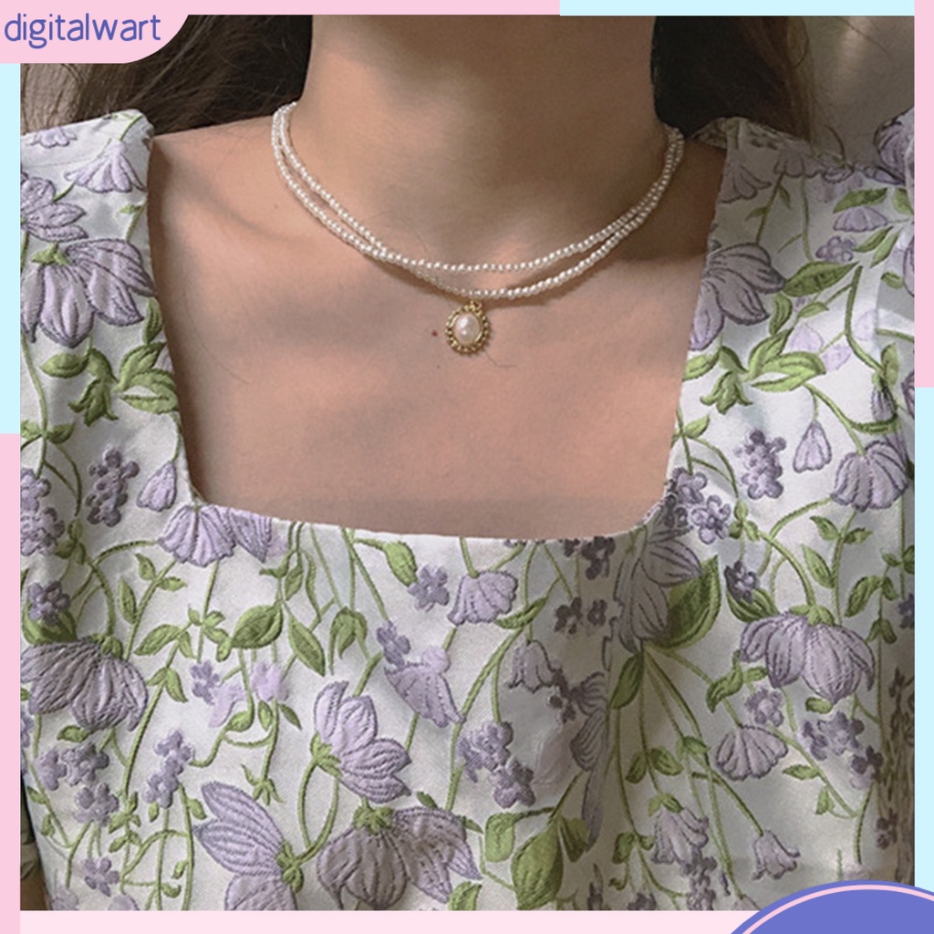 Vòng cổ Hai Lớp Đính Ngọc Trai Nhân Tạo Thời Trang Dành Cho Nữ