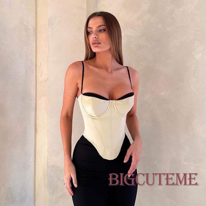 Áo Croptop Sát Nách Màu Sắc Tương Phản Thời Trang Mùa Hè Cho Nữ