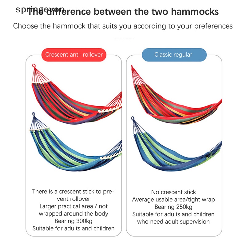 Võng Đơn / Đôi Bằng Vải Bạt Dày Bền Bỉ Kèm Túi Đựng Dùng Khi Đi Cắm Trại