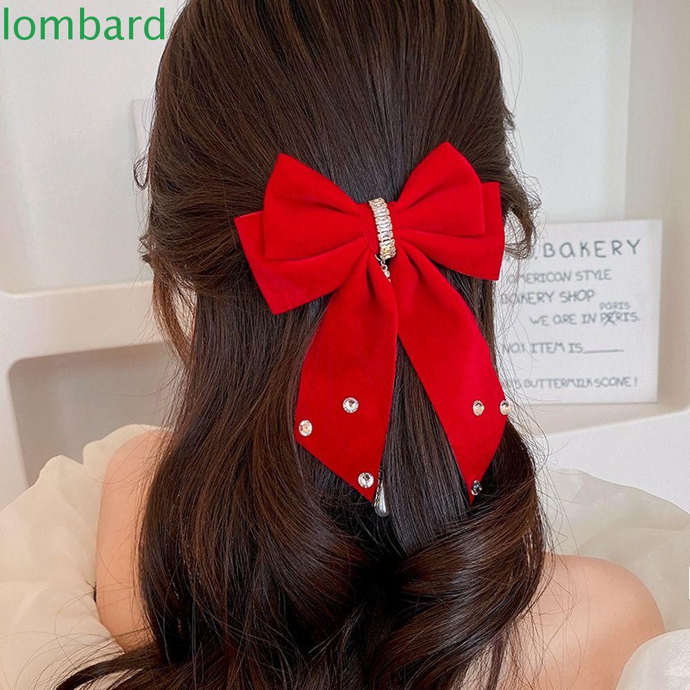 Kẹp Tóc Vải Nhung Thiết Kế Ngọt Ngào Thời Trang Mới Cho Nữ|Kẹp Tóc Tua Rua Đính Ngọc Trai Phong Cách Hàn Quốc