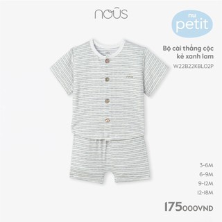 Bộ cài thẳng cộc kẻ xanh lam Nous cho bé từ 3 tháng đến 18 tháng Saigon Baby