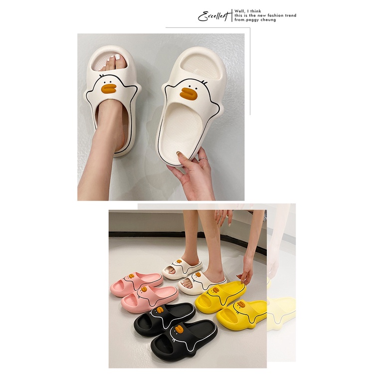 Dép bánh mì Dép  Nhà Đế Dày Chống Trượt Phong Cách Dép Quai Ngang Họa Tiết Vịt Hoạt Hình Dễ Thương