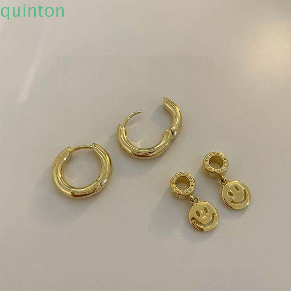 Bông Tai Hình Tròn Họa Tiết Mặt Cười Phong Cách Hàn Quốc Thời Trang Cho Nữ