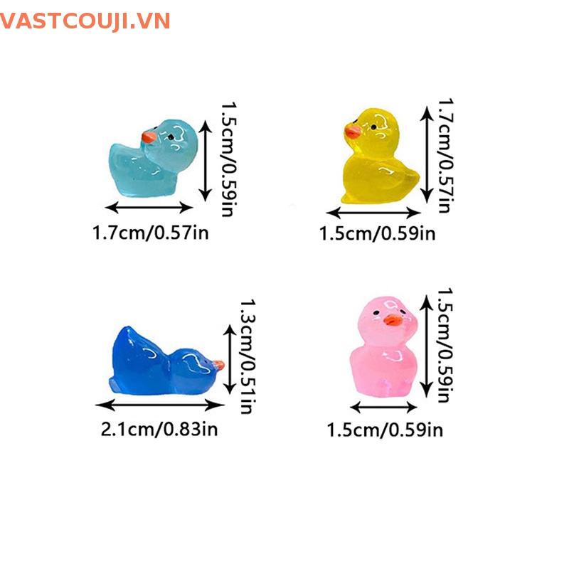 Bộ 5 Tượng Vịt Hoạt Hình Bằng Nhựa Resin Màu Dạ Quang Trang Trí