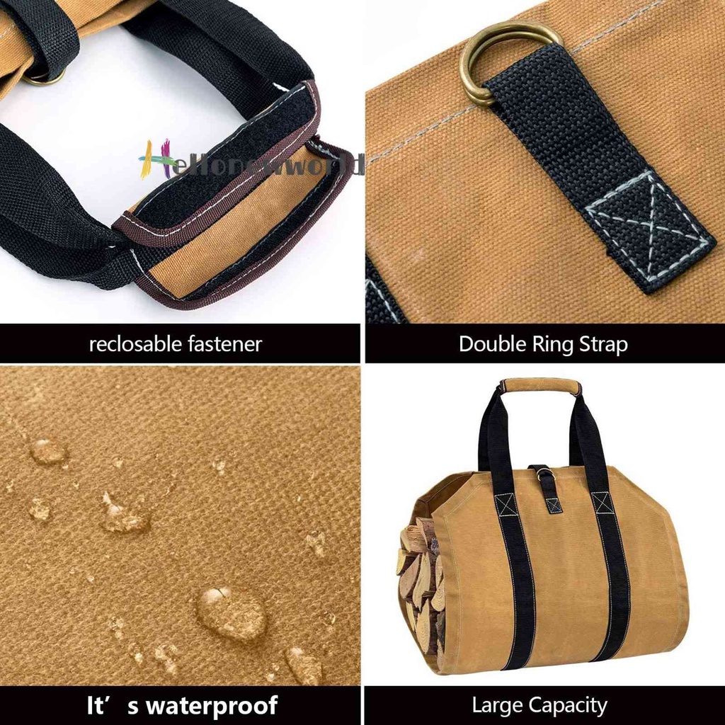 Túi Canvas Đựng Củi Gỗ Chống Rách Có Thể Gấp Gọn Tiện Lợi