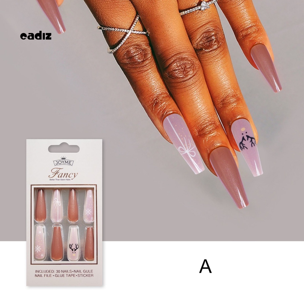 1 Bộ Móng Tay Giả Che Phủ Toàn Diện Không Mùi Phong Cách Giáng Sinh Cho Salon