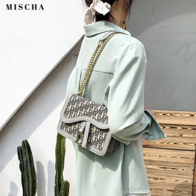 MISCHA Túi Đeo Chéo Dây Xích Thời Trang Đơn Giản Chất Lượng Cao Cho Nữ