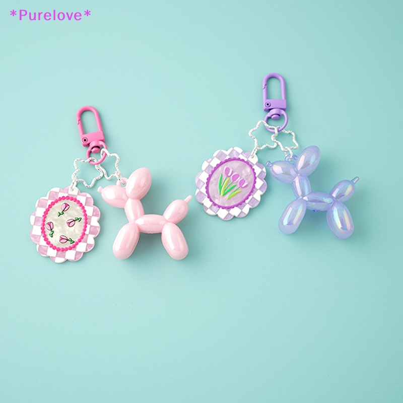 Móc Chìa Khóa Hình Chú Chó Và Bóng Bay Bằng Nhựa Resin Đáng Yêu Chống Thất Lạc Mới