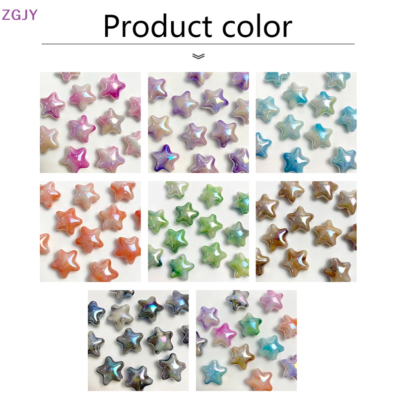 Set 10 Hạt Xỏ Lỗ Hình Ngôi Sao Năm Cánh Bằng Acrylic Dùng Trang Trí DIY Mới