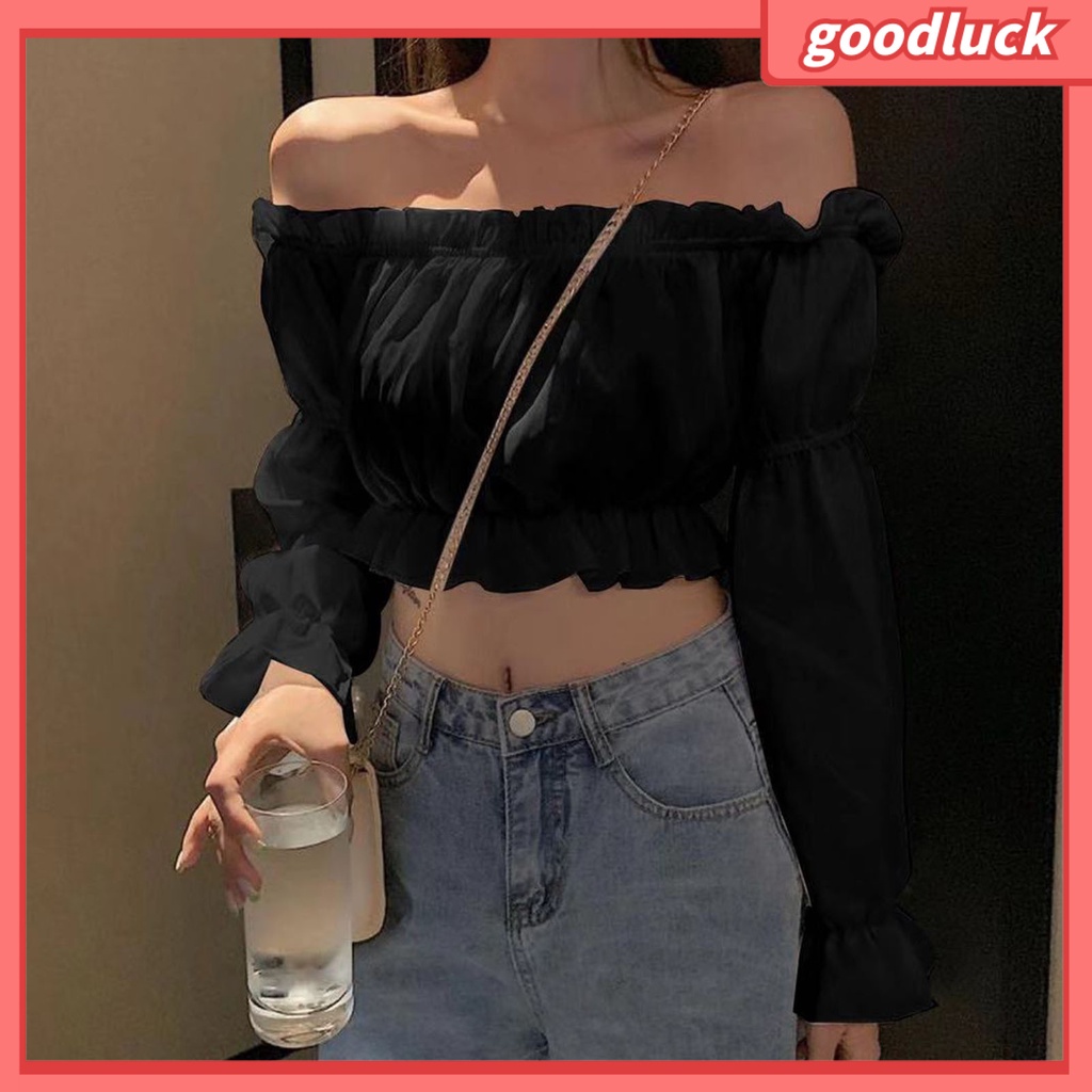 Áo Thun Tay Phồng Trễ Vai Thời Trang Dành Cho Nữ