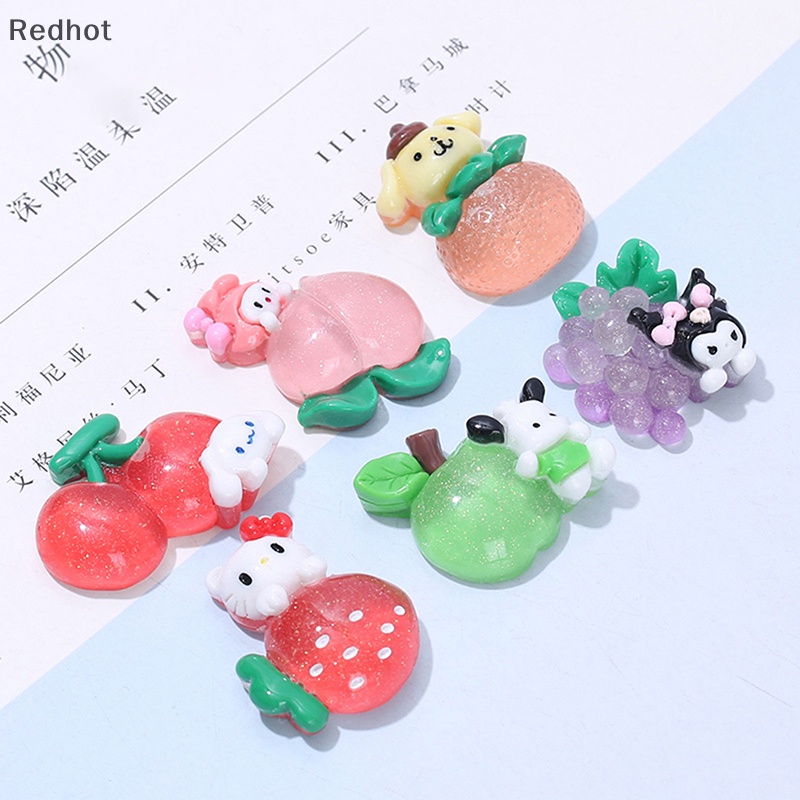 &lt; Redhot &gt; Bộ 2 Miếng Dán Trang Trí Điện Thoại Hình Trái Cây Hoạt Hình Mini Bằng Nhựa Resin Dạ Quang DIY