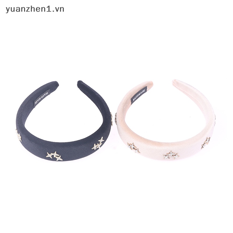 Băng Đô Nhung Đen Đính Đá Lấp Lánh Phong Cách Retro Cho Nữ