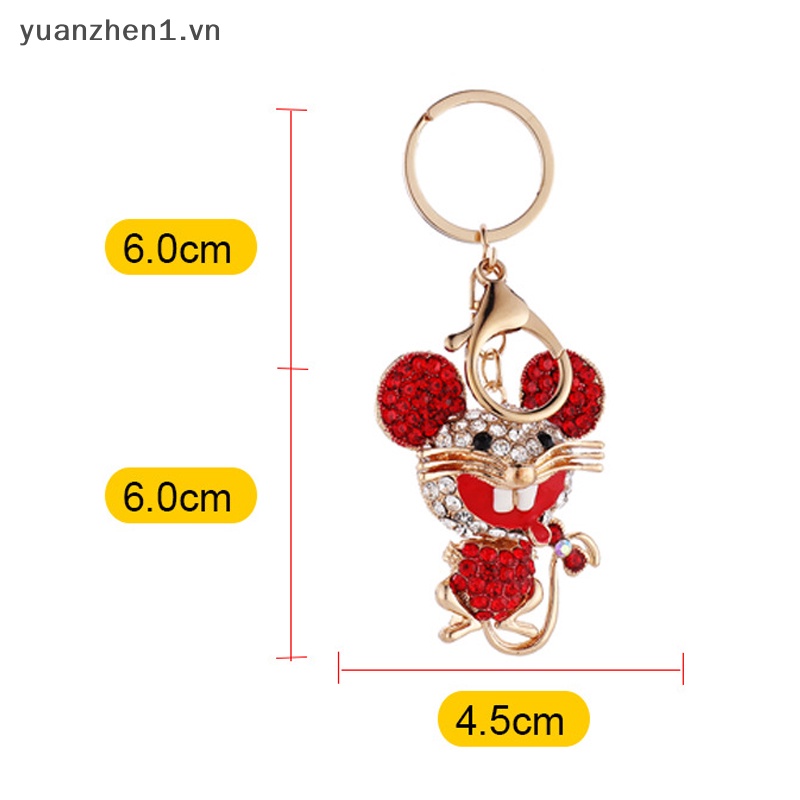 Móc Khóa Hình Chuột Đính Đá Nhiều Màu Sắc Dễ Thương