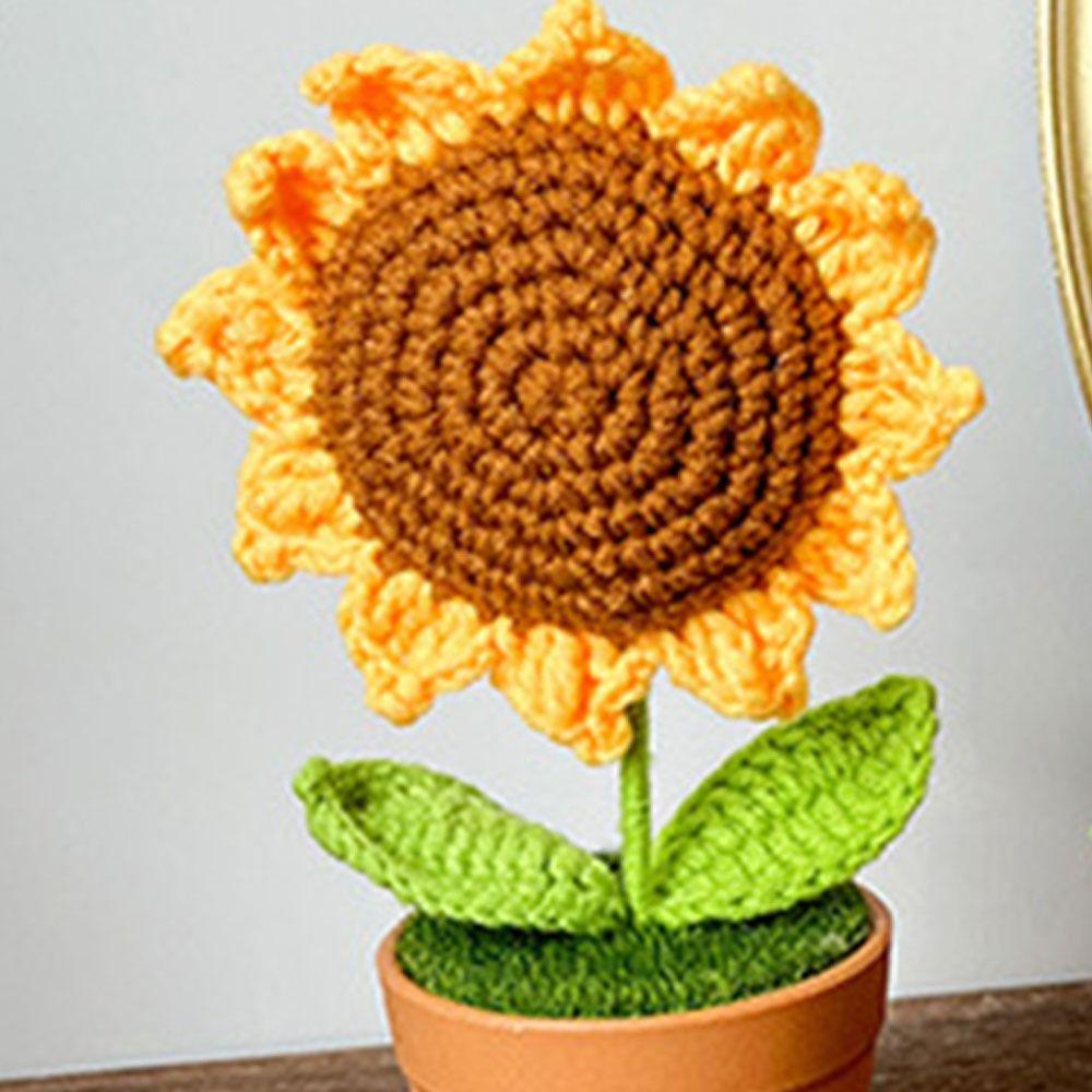 Chậu Hoa Tulip Đan Tay Thủ Công Sáng Tạo Để Bàn Trang Trí Nhà Cửa / Văn Phòng / Trường Học