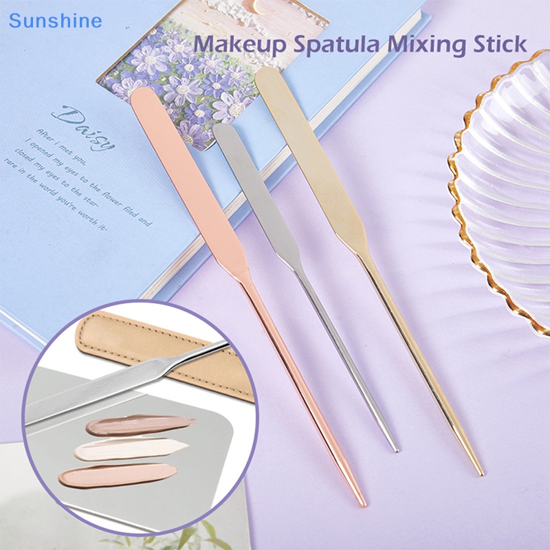 Thìa Trang Điểm Hai Đầu Bằng Thép Không Gỉ Hình Mặt Trời Kèm Túi Đựng PU