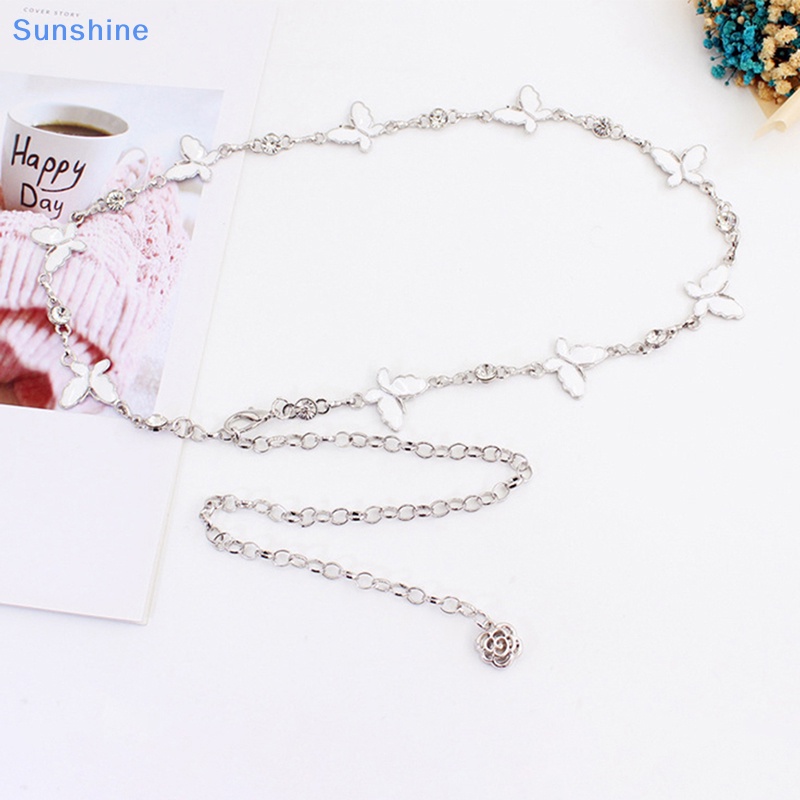 Thắt Lưng Dây Xích Kim Loại Mảnh Mặt Hình Bướm Có Thể Điều Chỉnh Trang Trí Đầm / Áo Len