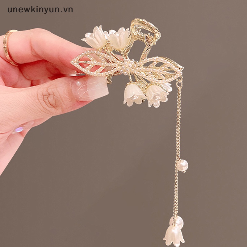 Kẹp Tóc Hình Nơ Đính Ngọc Trai Thời Trang Hàn Quốc Cho Nữ