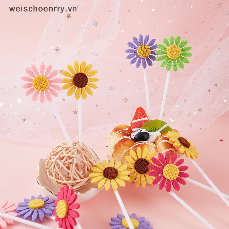 5 Topper Trang Trí Bánh Kem Hình Hoa Hướng Dương Chữ Happy Birthday