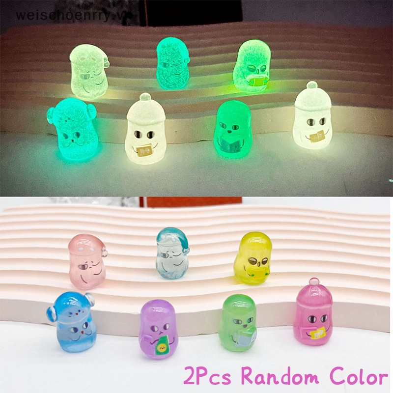 Set 2 Tượng Búp Bê Dạ Quang Hình Hạt Đậu Đỏ Dùng Trang Trí Tiểu Cảnh