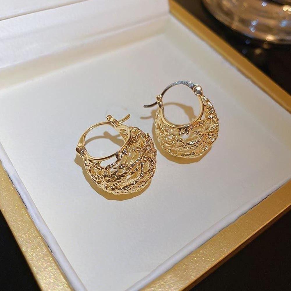 Khuyên Tai Kim Loại Hình Quả Bóng Sang Trọng Chống Dị Ứng