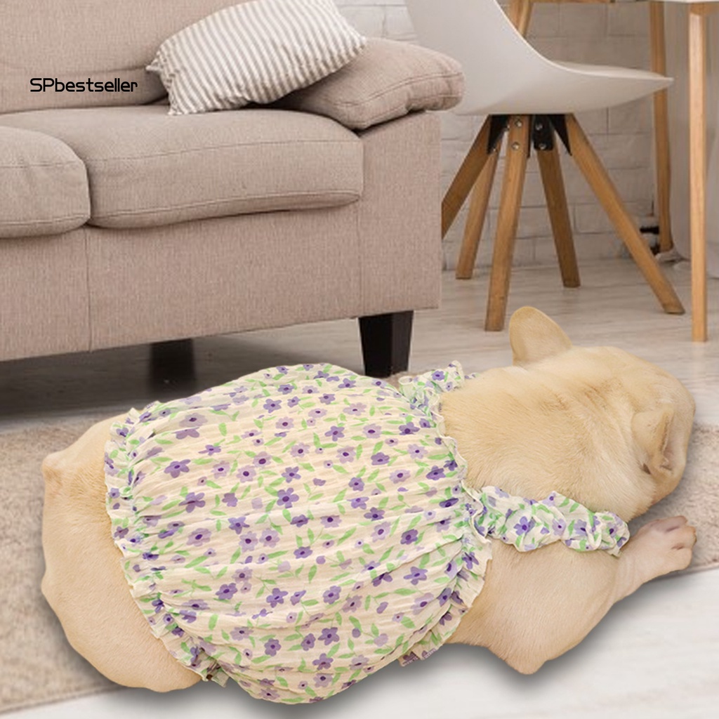 Spbestsellkr Đầm Công Chúa In Hoa Nhỏ Co Giãn Tốt Màu Sắc Tươi Sáng Cho Cún Cưng