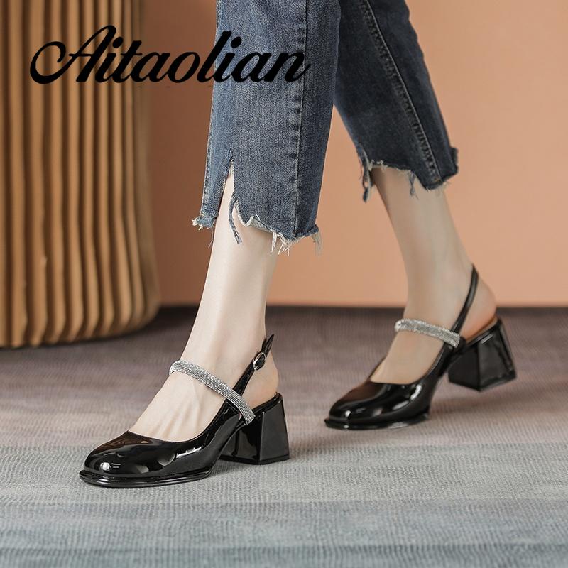 Xăng đan Cao Gót 5cm Bằng Da Mềm Đính Ngọc Trai Thời Trang Dành Cho Nữ