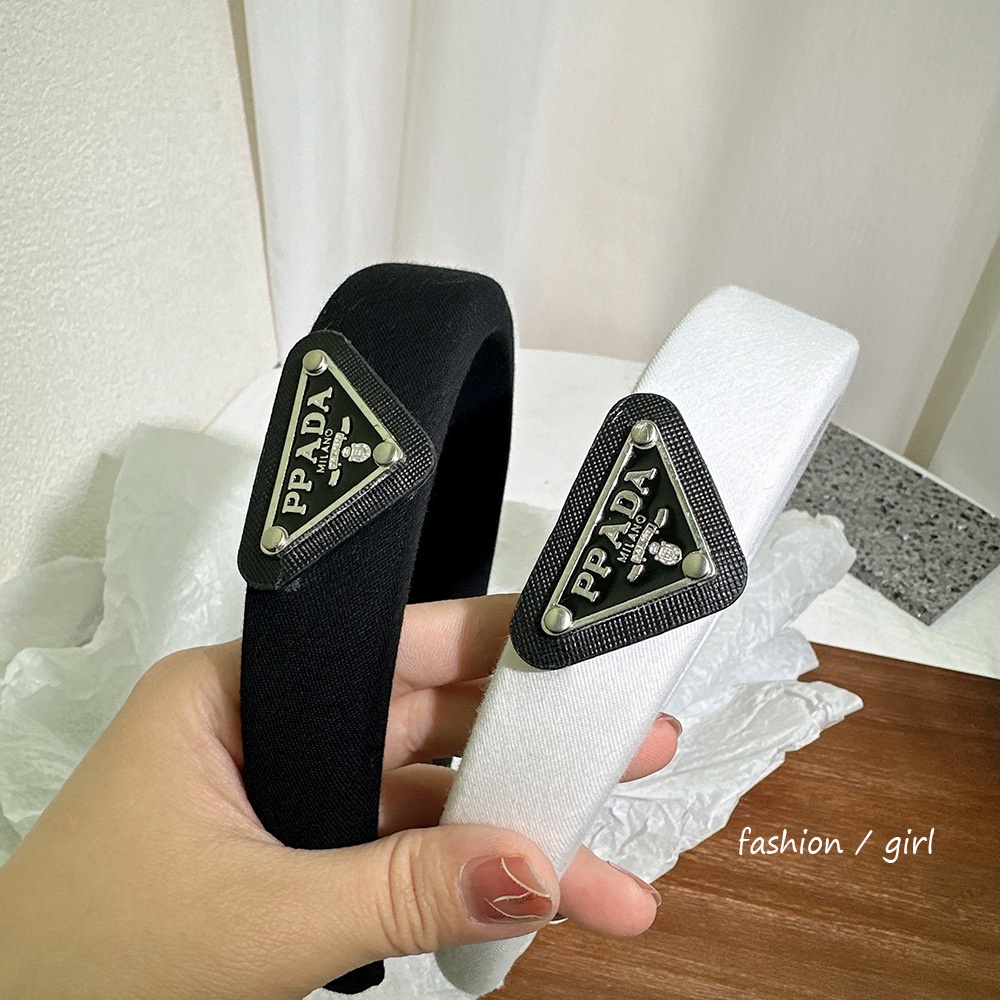 Băng Đô Vải Hình Tam Giác Màu Trắng Đen Thanh Lịch