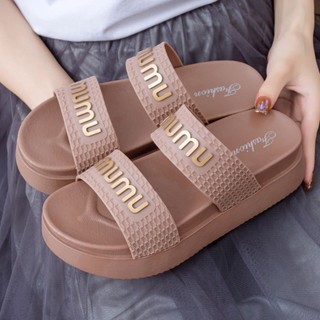 Dép quai ngang dáng đẹp, dép 2 quai mumu nữ độn đế 5cm size 35-39