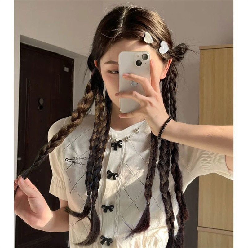 Tóc Giả Thắt Bím Đuôi Ngựa Phong Cách Mới Y2K