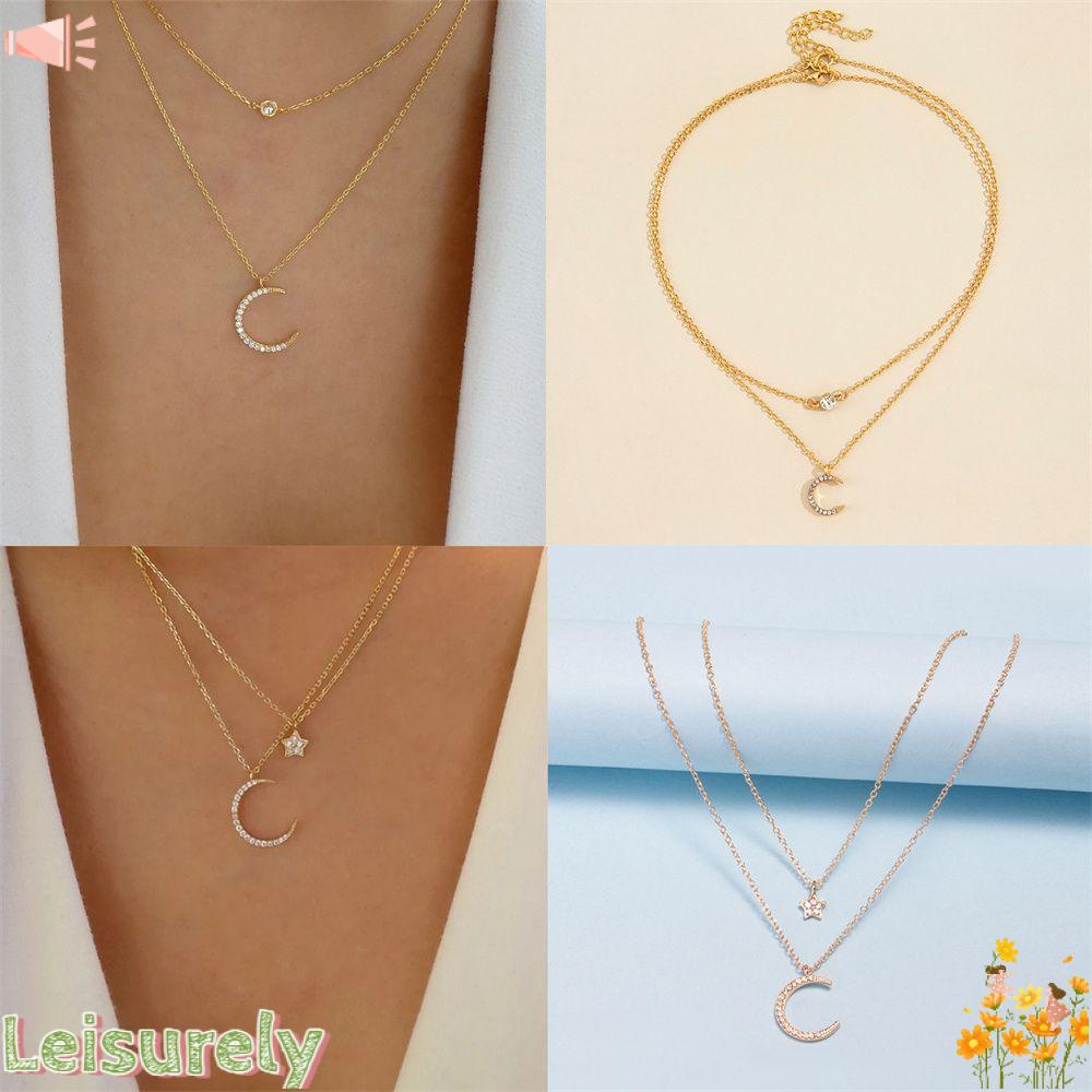 Vòng cổ Mặt Tam Giác Hàn Quốc LEILY|Khuyên Tai Mặt Trăng Và Ngôi Sao Nhiều Màu Sắc Thanh Lịch