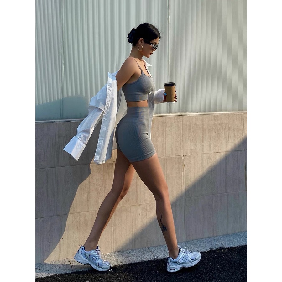 Bộ thể thao tập yoga gym SWEET LOVE chất gân tăm co dãn free size