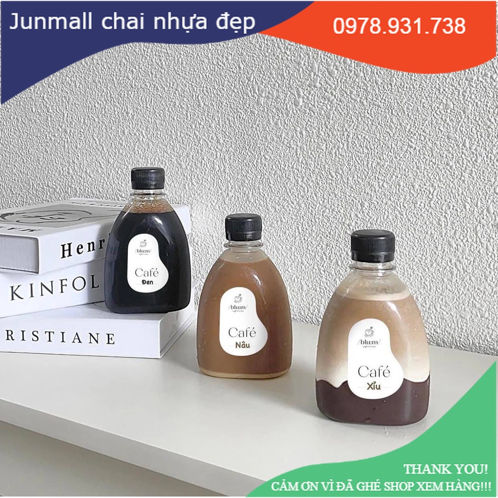 Chai nhựa dẹp bầu lùn 330ml, chai nhựa nguyên sinh