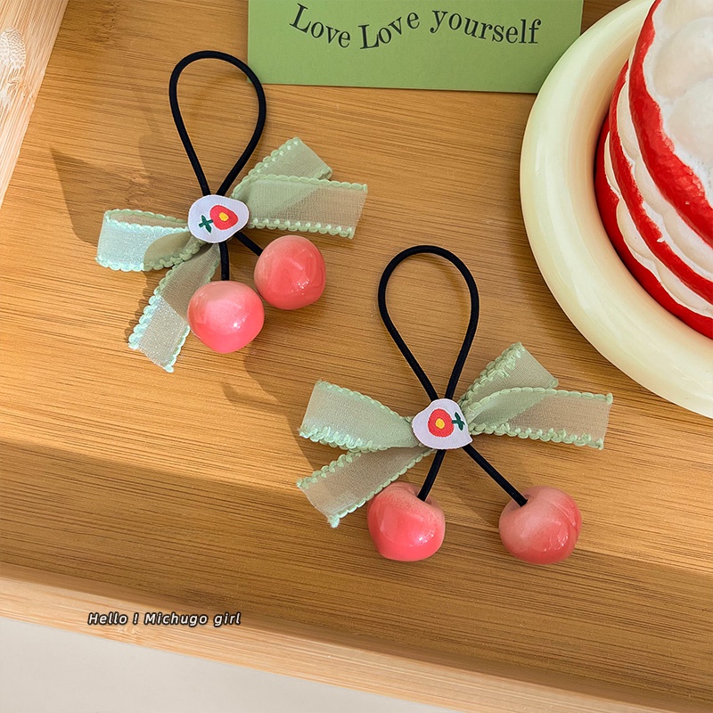 Dây Cột Tóc Cao Su Co Giãn Hình Quả Cherry Dễ Thương Thời Trang Mùa Hè